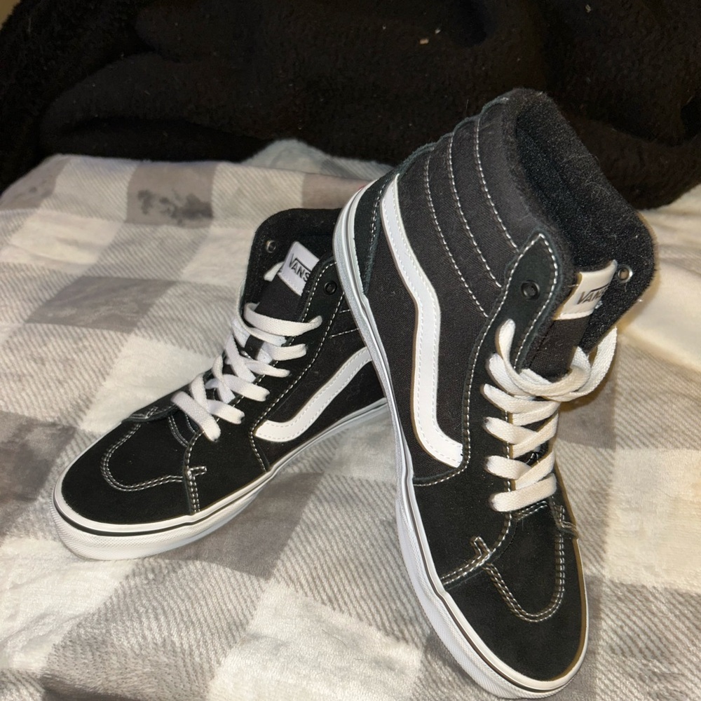 Vans Black and White High-Top Sneakers
